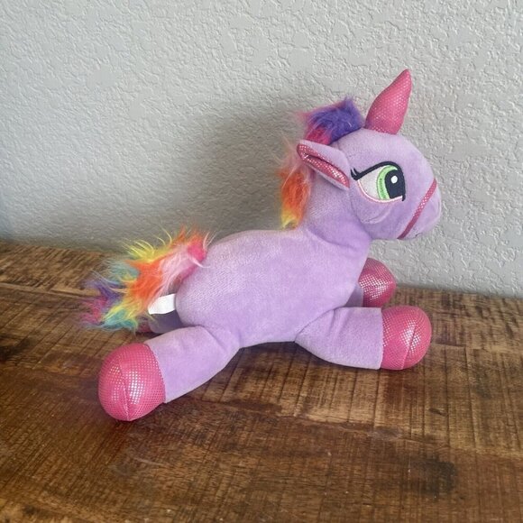 Amos Sweets Unicorn Plush Purple Pink Rainbow 9" Long Stuffed Animal Glittery - Picture 5 of 9